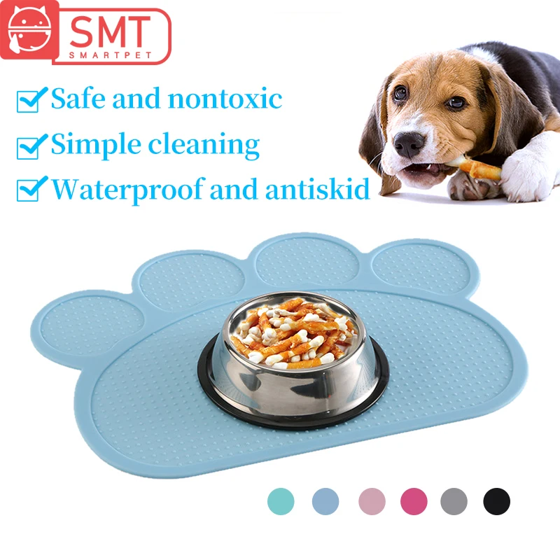 Водонепроницаемый коврик для питомцев однотонный силиконовый миска кормления