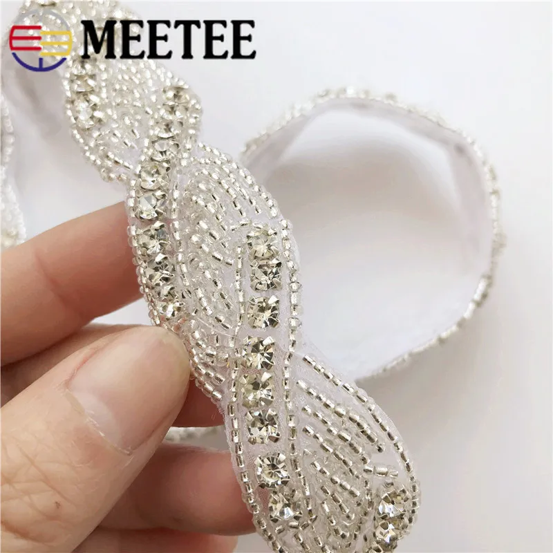 1 ярдов Metee 2,5/3,5 см Стразы сетка с кружевной отделкой кружевная Лента ткань одежда украшения свадебный пояс свадебное платье