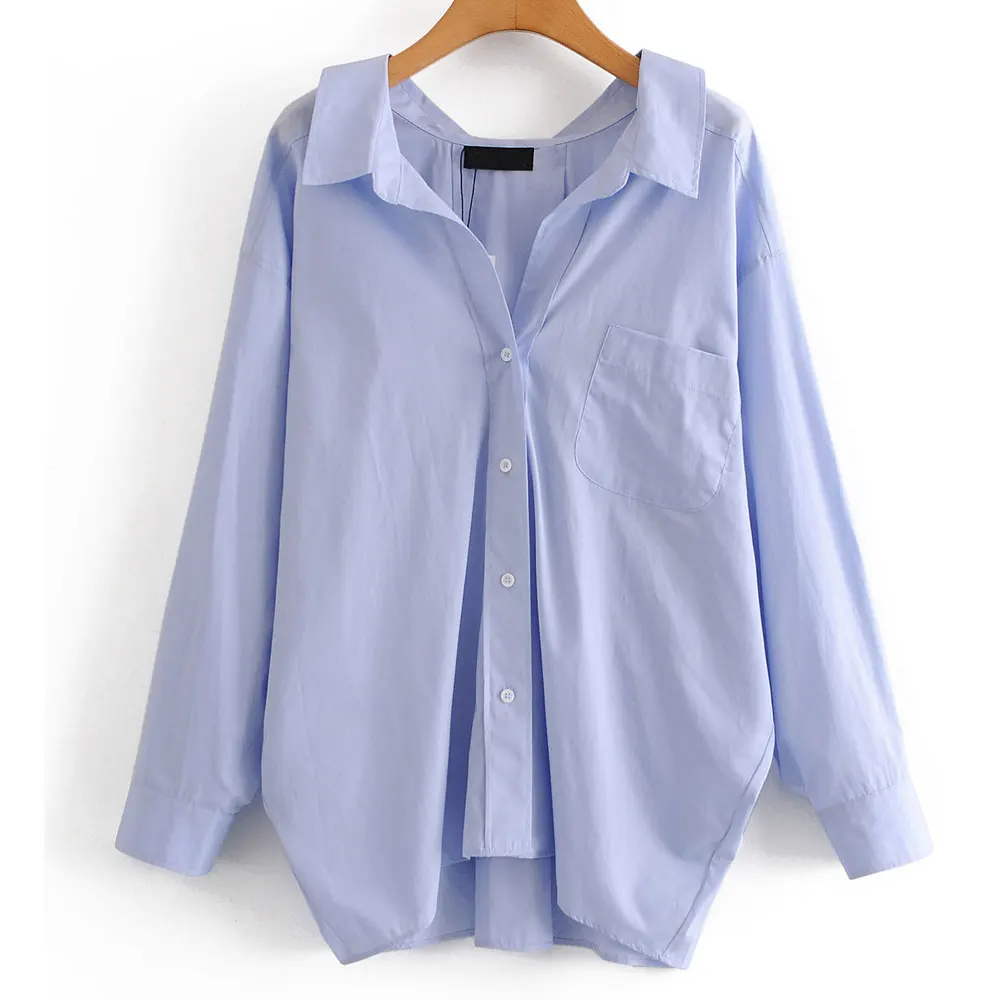 

Женская блузка с отложным воротником, однотонная Повседневная Блузка с длинным рукавом, модная рубашка, 2021