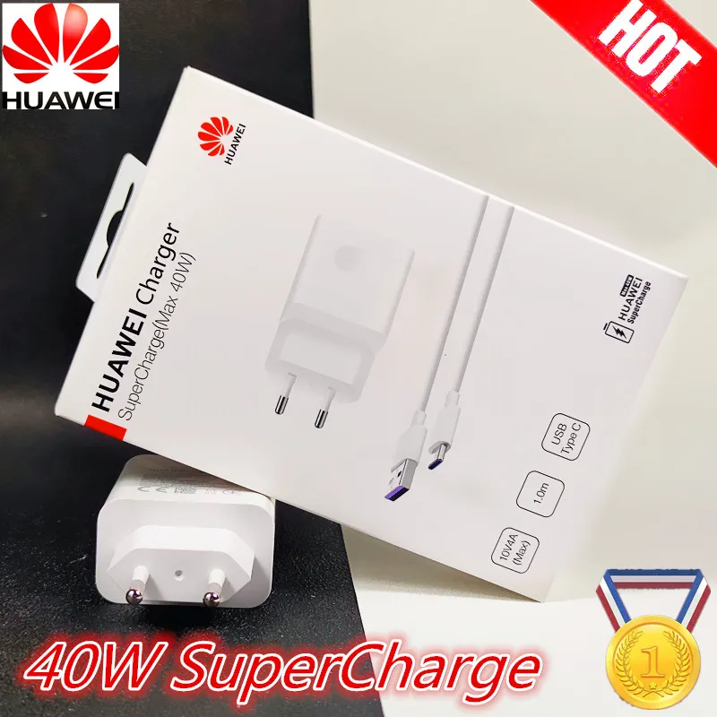 

Huawei Super charge 40W Original Fast charger adapter 5A USB Type C Cable For P40 lite P30 PRO mate10 20 Pro honor 10x V20 V10