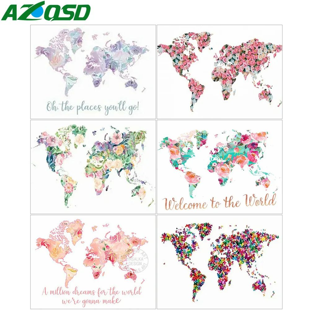 AZQSD Алмазная картина карта цветок полная дрель квадратная вышивка ручной работы