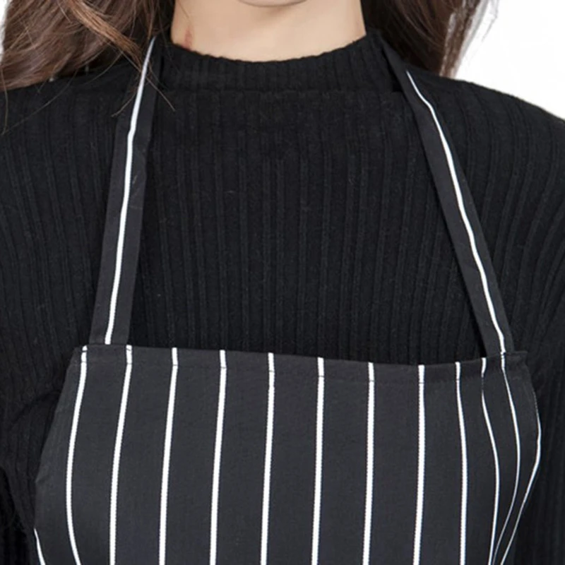 

Fashion2 Pack Stripe Bib Apron with Pockets Black Cooking Kitchen Chef Apron Gift for Women Men - 30.3 Inch Length By 24 Inch Wi
