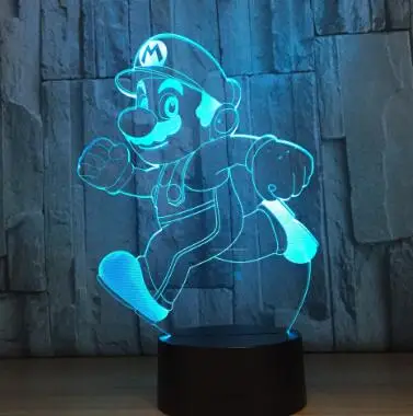 Mario 8 Марио 7 цветов 3d лампа светодиодный ночник для детей сенсорный светодиодный Usb Настольный Lampara Lampe детский спальный ночник комнатный светильник дропшиппинг - Испускаемый цвет: Mario 8