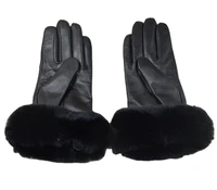 luxury ladies sheepskin touch screen rex rabbit plush fashion winter warm genuine genuine leather gloves