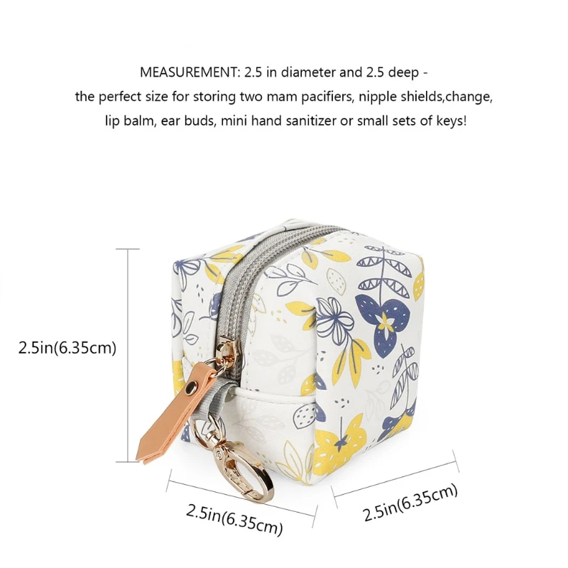 

Pacifier Holder Bag with Clip Waterproof Pouch PU Leather with Clasp Attach to Strollers & Diaper Bags Large Capacity