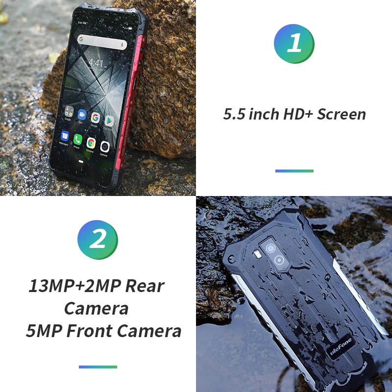 Смартфон Ulefone Armor X5 защищенный IP68/IP69K Android 10 0 5000 мА · ч 5 дюйма две SIM-карты OTG NFC 3 + 32 ГБ