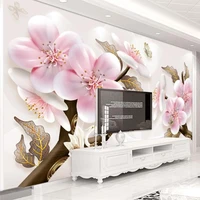 custom photo wallpaper 3d stereo relief plum blossom painting flowers and birds mural living room tv sofa bedroom wall paper 3 d