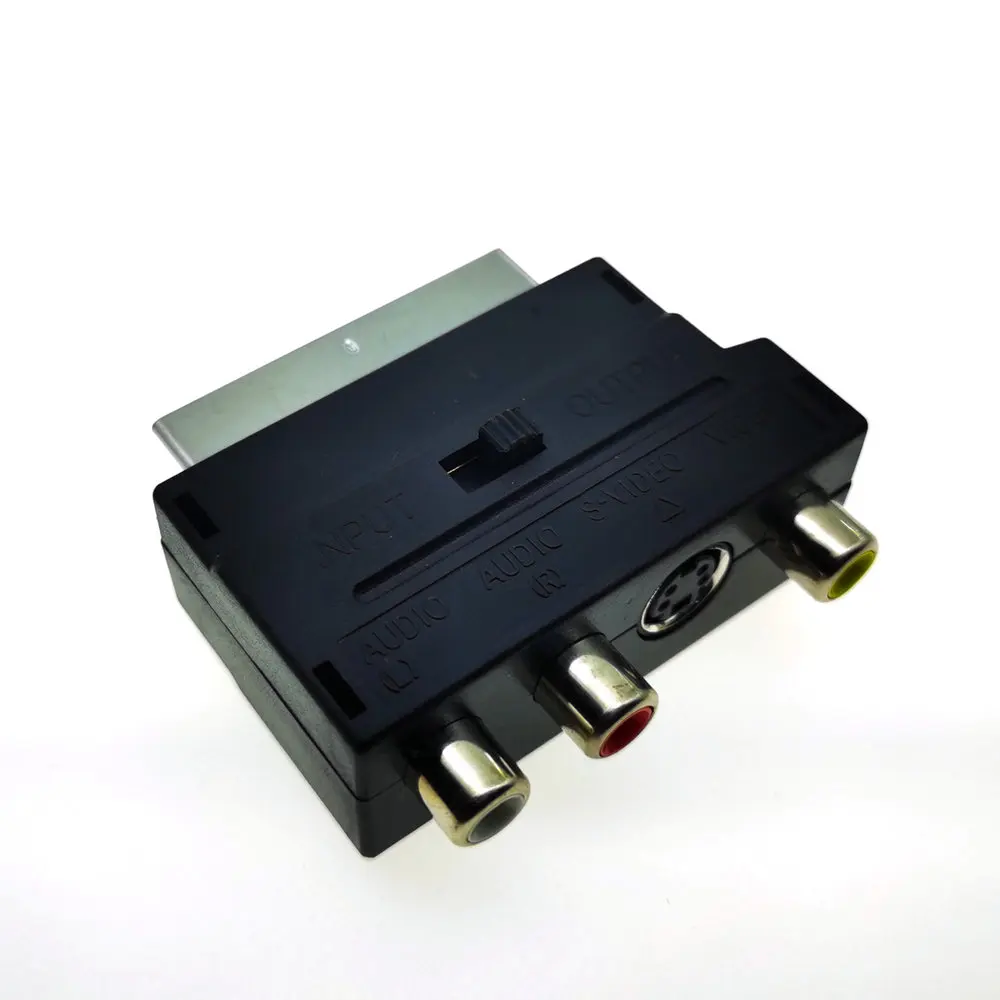 Адаптер Scart 5 шт. 21/Pin блок AV на 3RCA Phono Composite S Video с переключателем in/out адаптер