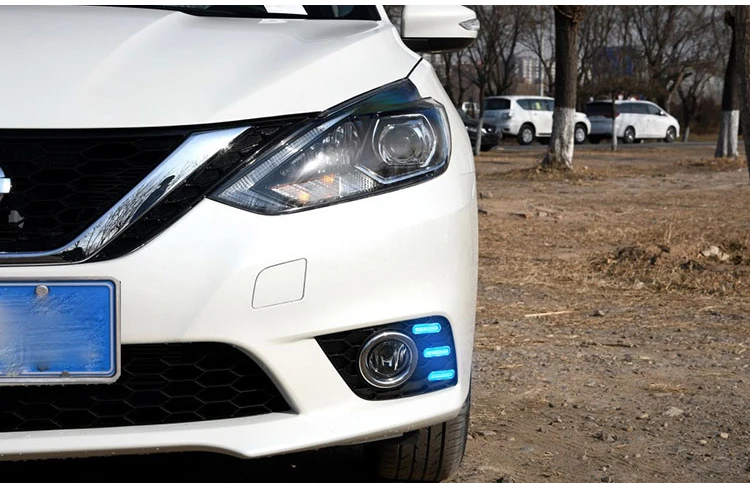 

Eosuns Led Drl Daytime Running Light+ Fog Light for Nissan Sylphy 2016-2018 with Moving Yellow Turn Signals and Blue Night Light