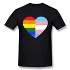 Забавная Мужская ЛГБТ радуга и трансгендер флаг сердце 100% хлопок принты Повседневная футболка с коротким рукавом Печать