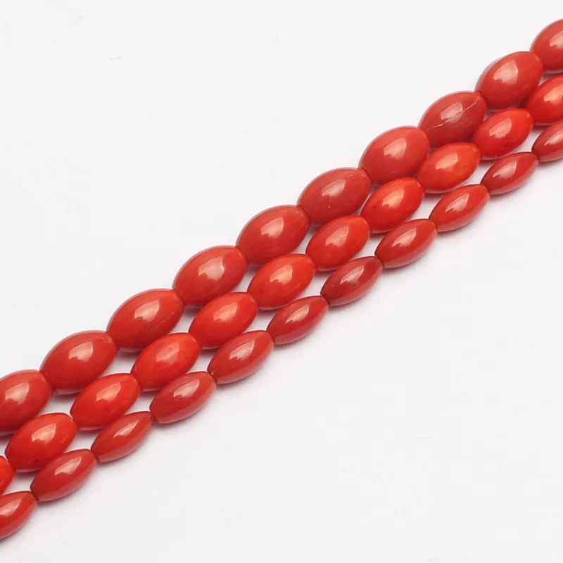 4x8/5x8/6x9mm Natural Red Coral Rice Shape Stone Beads Rondelle Spacer for Diy Bracelet Accessories Jewellery Making 15&quot | Украшения и
