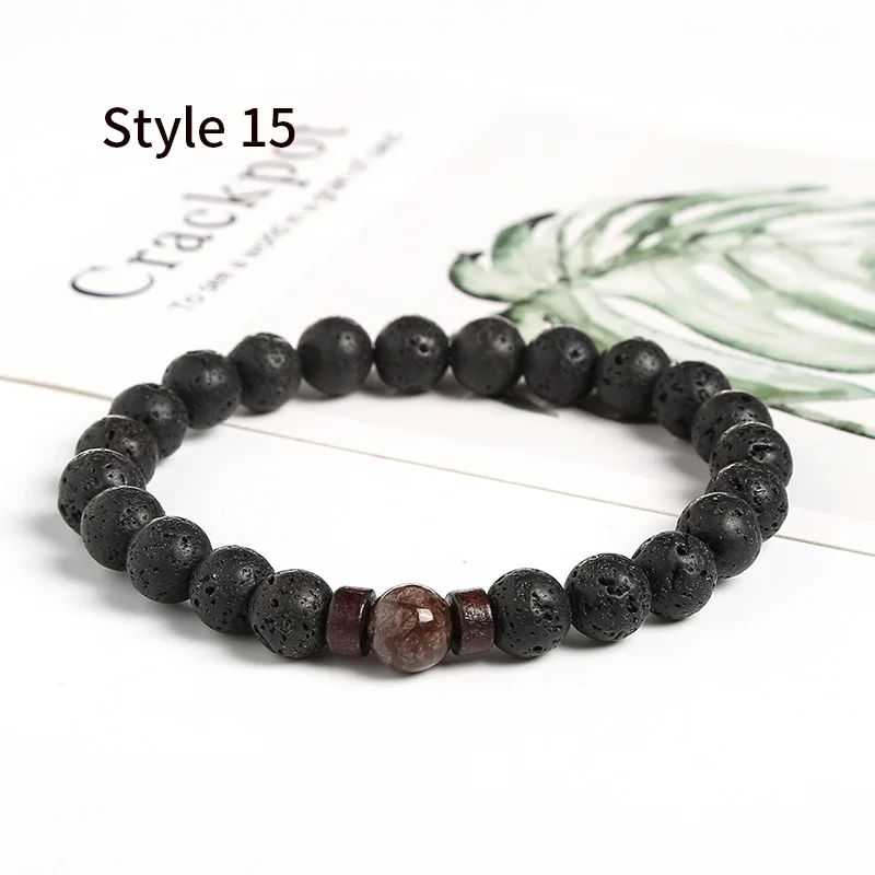 Style 15 JD мужской браслет, натуральный Императорский камень, бусина, тибетский Будда, браслет, чакра, лавовый камень, диффузный браслет, мужские ювелирные изделия, подарок - Окраска металла: Style 15