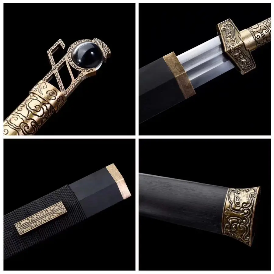 Quality WUSHU Sword Chinese characteristic Groove Manganese Steel straight Blade Cloud Jian