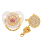 BLINGONLY Стразы соска пельмени Роскошные без БФА золотые украшения Детская Соска с зажимом на цепочке