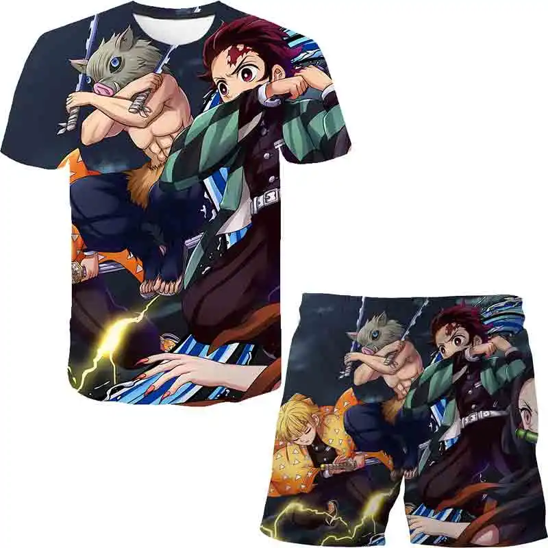 Футболка с принтом Демон-убийца Детская забавная Одежда для девочек объемным