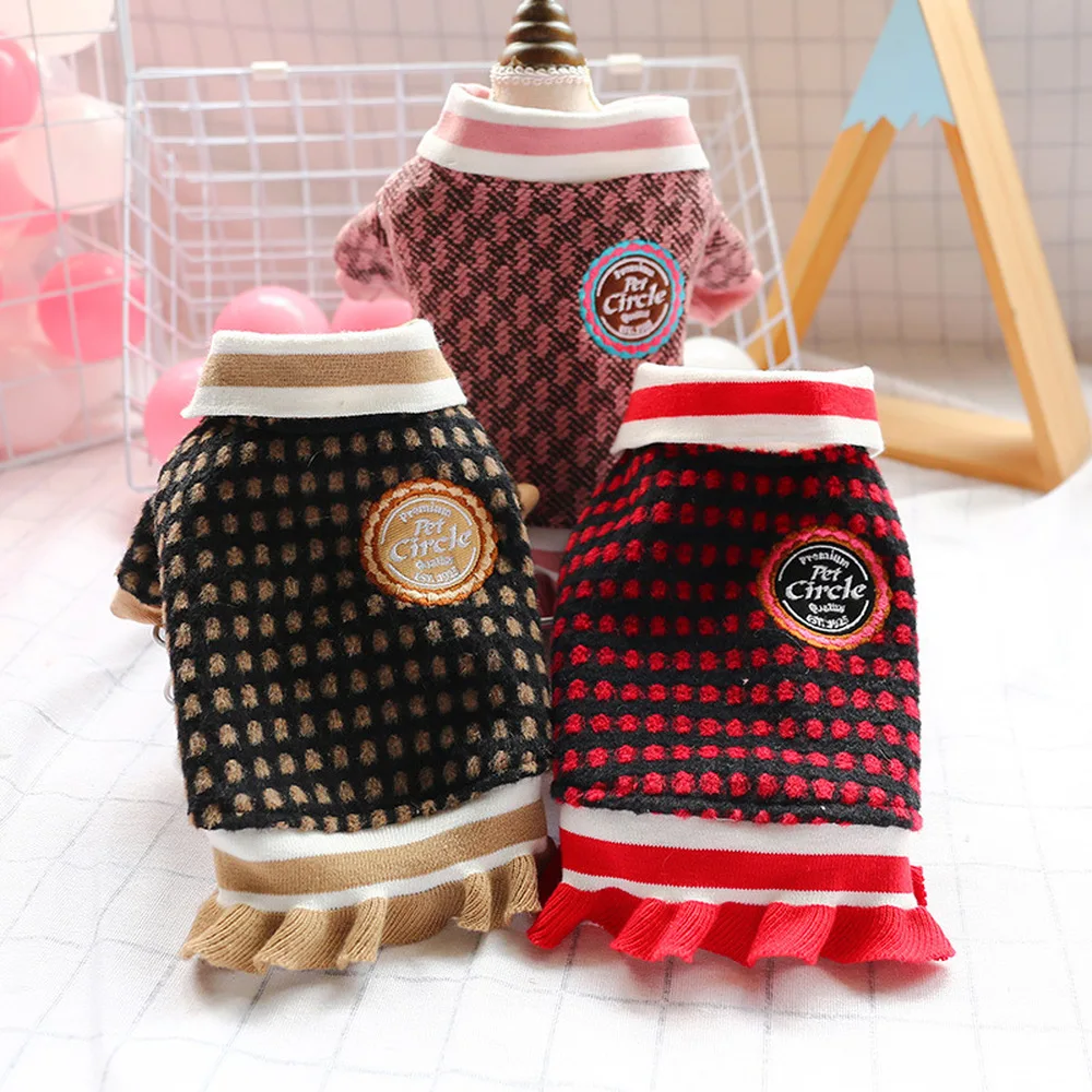 

Plaid Tweed Dog Dresses for Small Dogs Dog Winter Warm Puppy Cat Dress Maltese Tutu Skirt Clothes Pets Clothing Vestidos Para