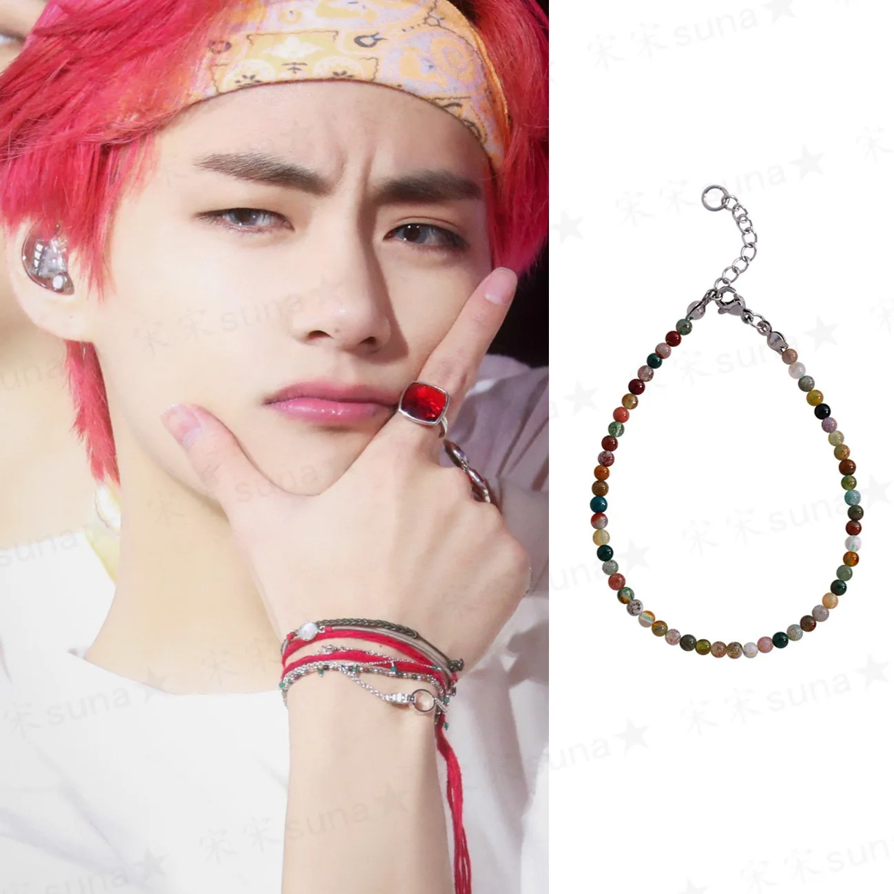 Kpop Bangtan Boys V же браслет из ярких бусин для женщин и мужчин корейские ювелирные