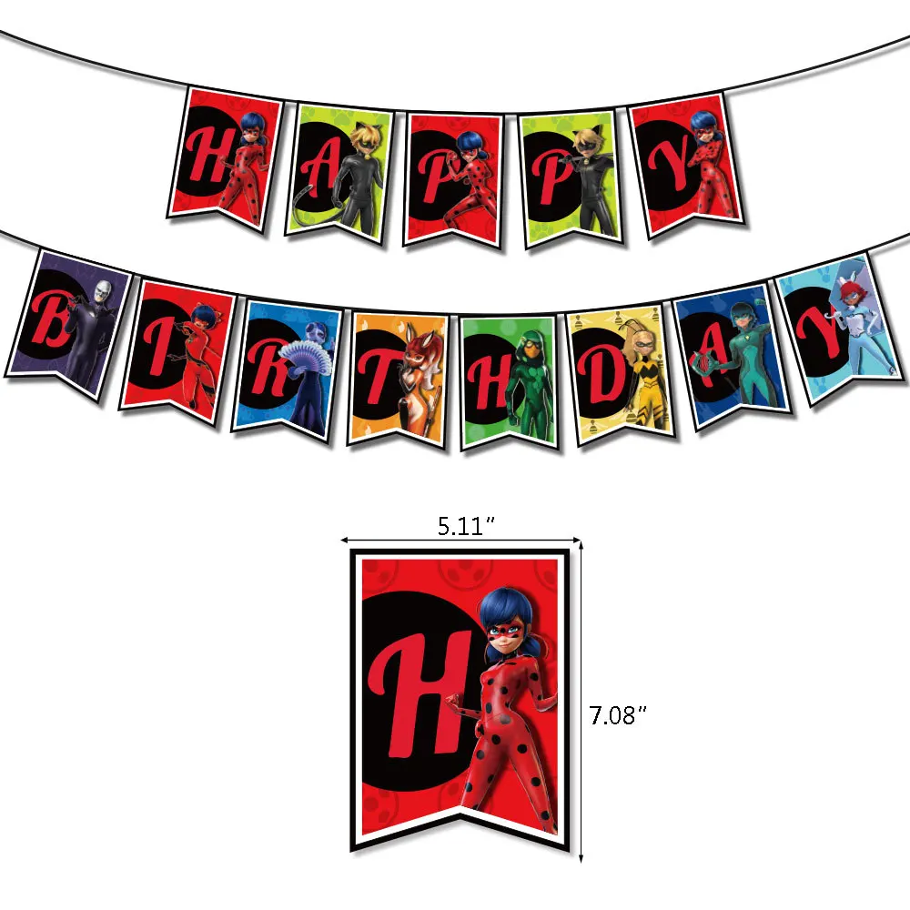 ladybug miraculoused Cartoon Girl Black Cat Balloons Cake Topper Happy Birthday Party Room Decoration Kids Best Gifts | Игрушки и хобби