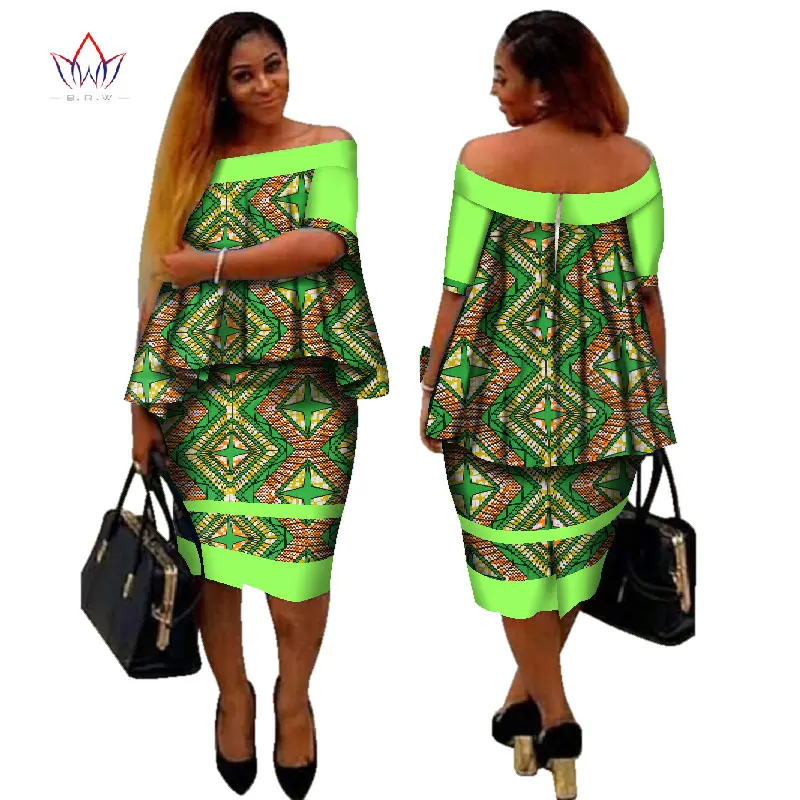 10 Африканский dashiki печати Женская одежда Двойка Топы корректирующие и Для тела кукурузы юбка Дизайн Мода г. плюс Размеры bintarealwax WY2890 - Цвет: 10
