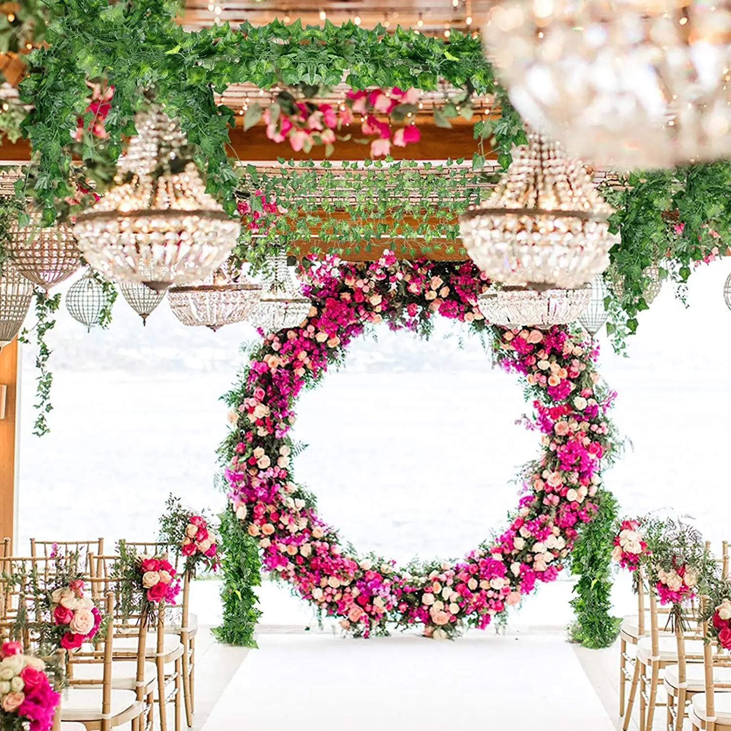 12 Упак. 2 м искусственные ложные Висячие лозы растения зеленые листья гирлянды