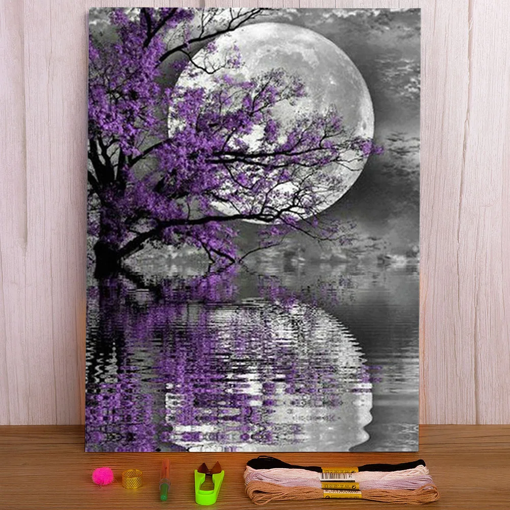 Холст с принтом пейзажа Луны 11CT Вышивка крестом полный набор DMC нитки для шитья