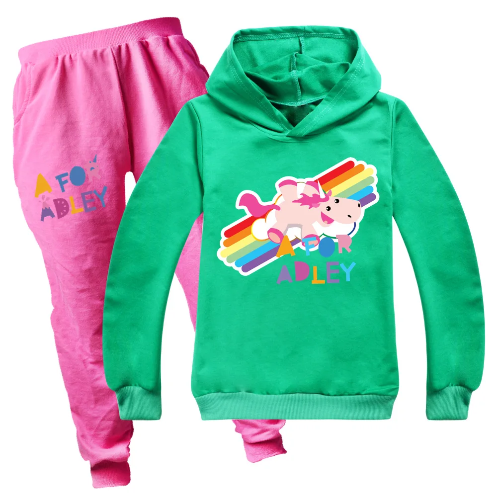 New Kids Clothes A for Adley Baby Long Sleeve Hoodies T Shirt +Pants For Boys Spring Autumn Set Outfits 2Pcs Girls Christmas Set