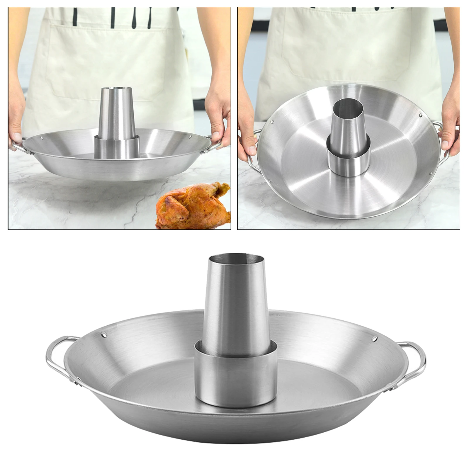 

Chicken Roaster Holder Roasting Pan with Removable Steame