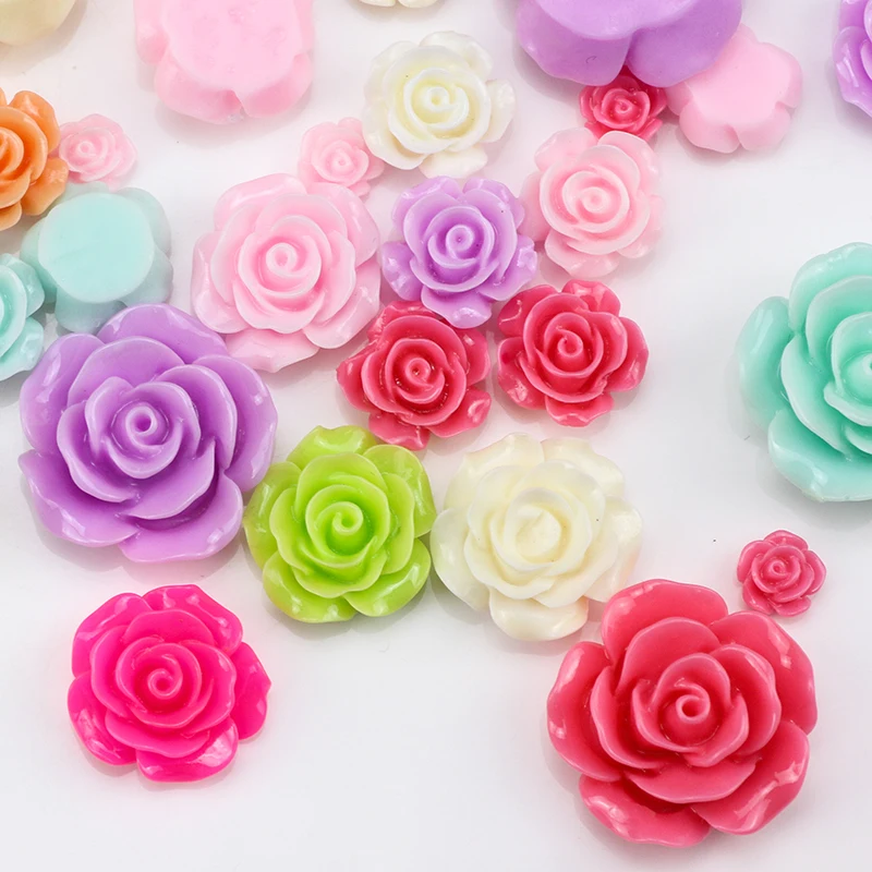 100 шт. полимерные цветы мини розовый цветок с плоским дном из смолы альбом для