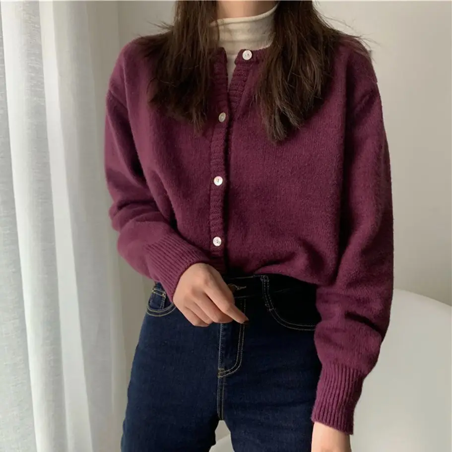 

PLAMTEE Lazy Style Chic Women Sweater Coats Loose Gentle Casual 2022 Spring Office Lady Knitted All Match High Street Cardigans