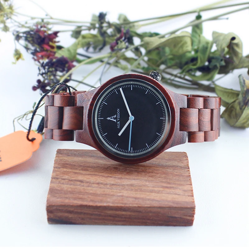 ALK Vision Couple Wood Watch Ladies Fashion Quartz Wooden Watch Casual Lovers Wood Watches Women Men Top Brand Luxury Clock