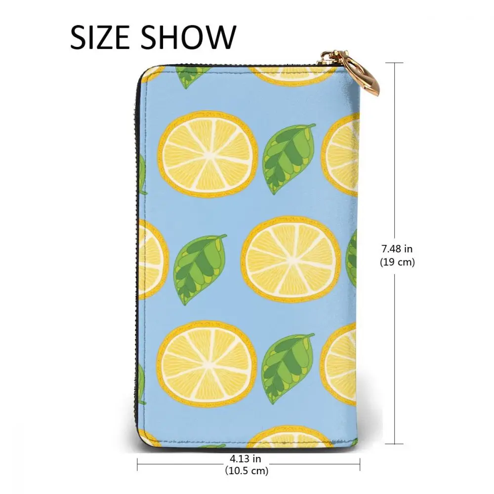 

Yellow Lemons Green Leaves Long Wallet with Credit Card Slots ID Holder Checkbook Organizer Zipper Coin Purse