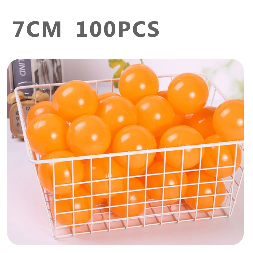 WJ3709ORANGE Экологичный красочный мяч, мягкий пластиковый морской шар, прозрачные игрушки для купания, мяч для снятия стресса, детские игрушки для улицы, 100 шт., 7 см - Цвет: WJ3709ORANGE