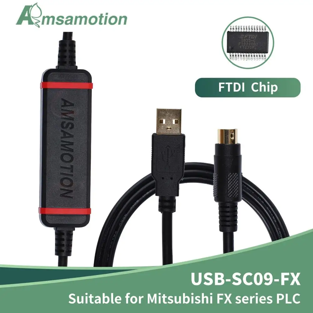 Кабель для программирования Mitsubishi PLC amсамоtion USB-SC09-FX, кабель для передачи данных серии FX0N, FX1N, FX2N, FX0S, FX1S, FX3U, FX3G