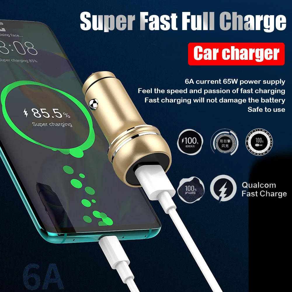 65W 6A быстрой зарядки Quick Charge 3 0 USB Автомобильное зарядное устройство для Samsung S10 Xiaomi