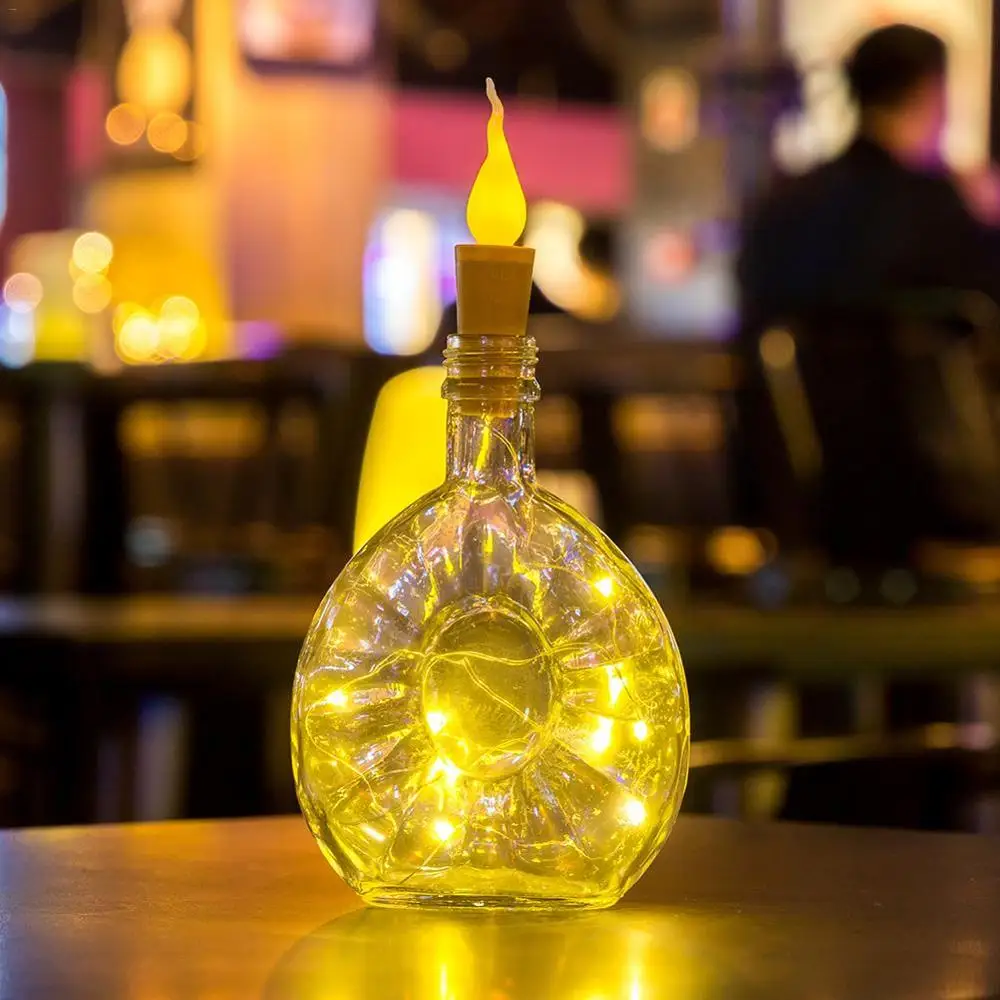 

2m 20led Light Artificial Flame Candle Wine Bottle Cork LED Fairy Garland Lights for Christmas Indoor Party Wedding Decoration