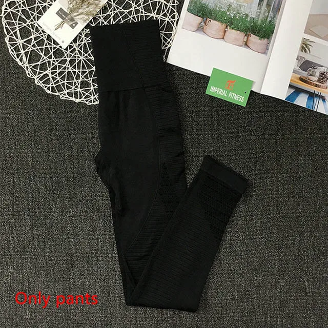 Black pants Энергетический бесшовный Набор для йоги Женская одежда для фитнеса спортивная женская спортивная одежда леггинсы для спортзала сексуальный спортивный бюстгальтер 2 шт. спортивные костюмы - Цвет: Black pants