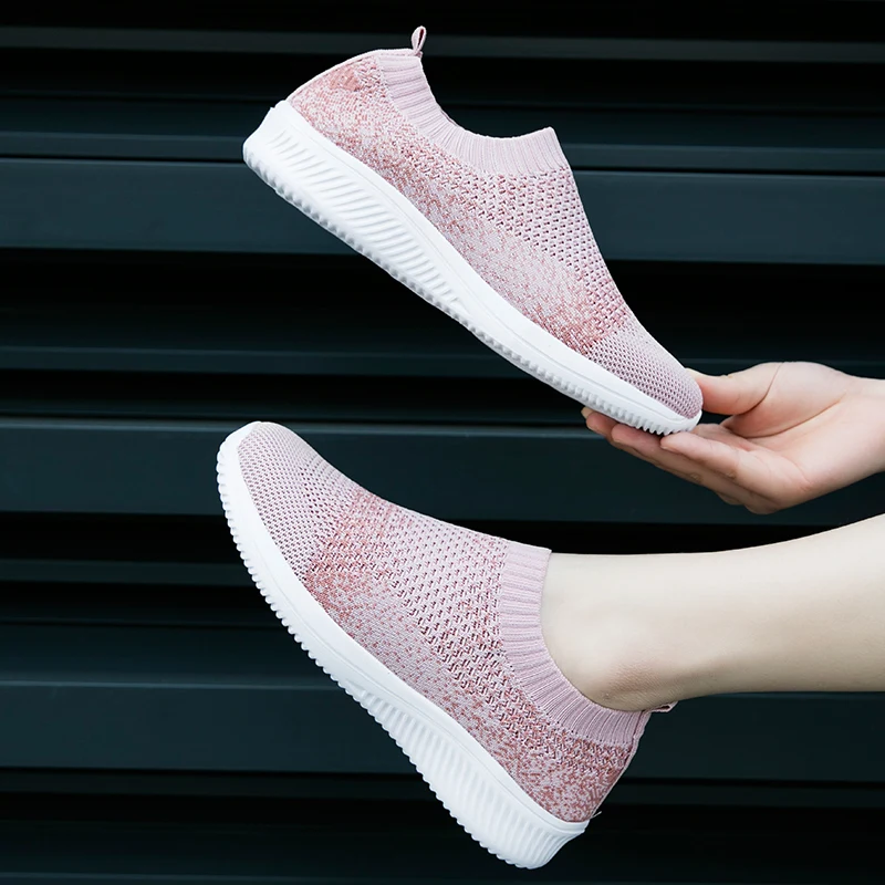 

2020 Fashion Sneakers Women Shoes Summer Knitting Female Sapato Casual Shoes Woman Flats Summer Spring Autumn Slip On Loafers