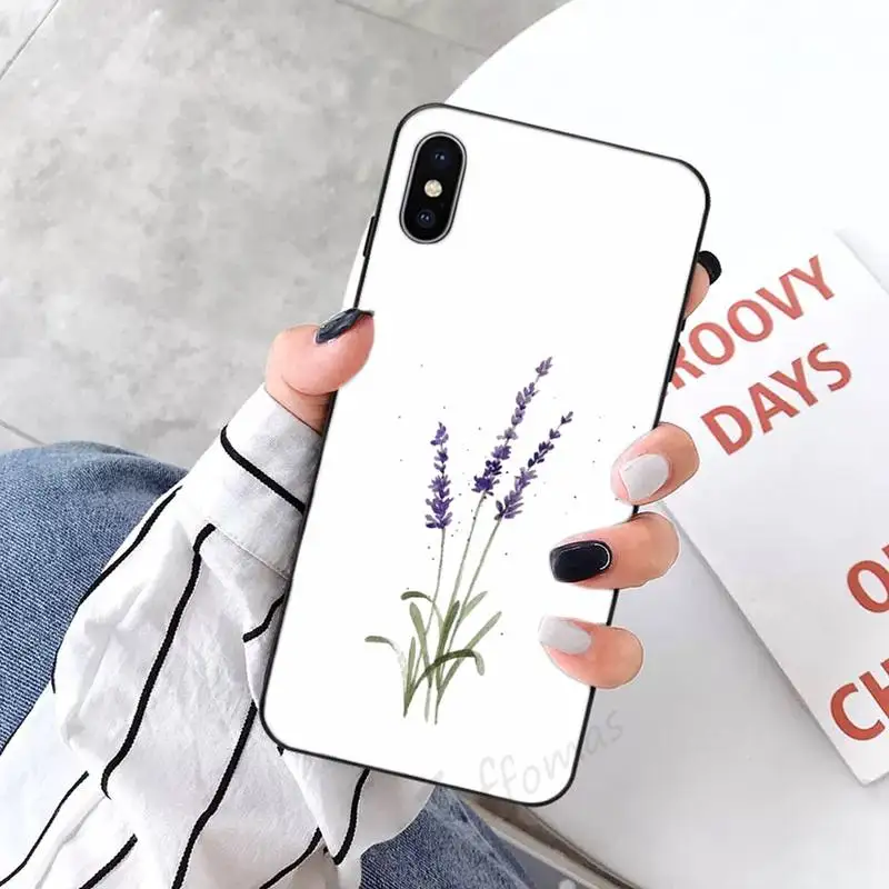 

Simple Lavender Purple Flowers Phone Case Candy Color for iPhone 6 7 8 11 12 s mini pro X XS XR MAX Plus
