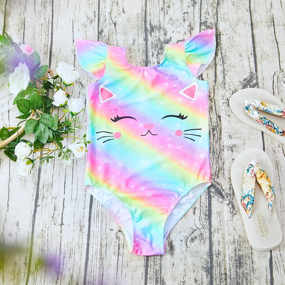 Радужные купальники для гимнастики балетная Одежда маленьких девочек 3-8 лет