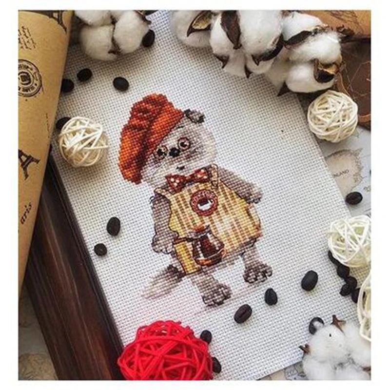 Счетный Набор для вышивки крестом Кофейный кот котенок шеф повар маленький