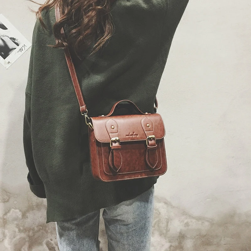 Сумка-мессенджер Женская винтажная кожаная в британском стиле ретро 2020 | Багаж и