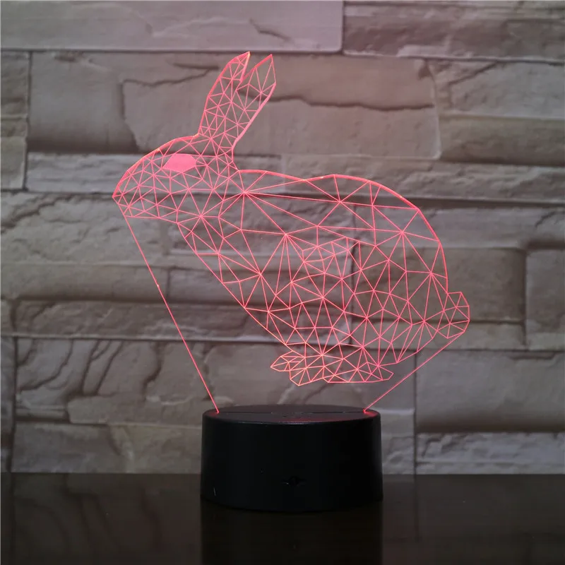 С забавными животными (кролик 3D светодиодный Ночной светильник с сенсорным