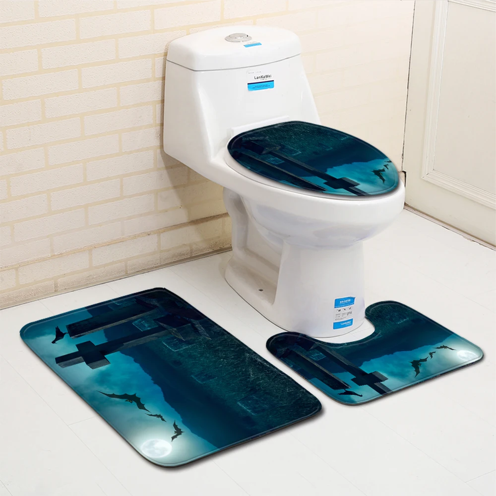 Чехол на сиденье унитаза для Хэллоуина коврик душа старинный замок ведьмы