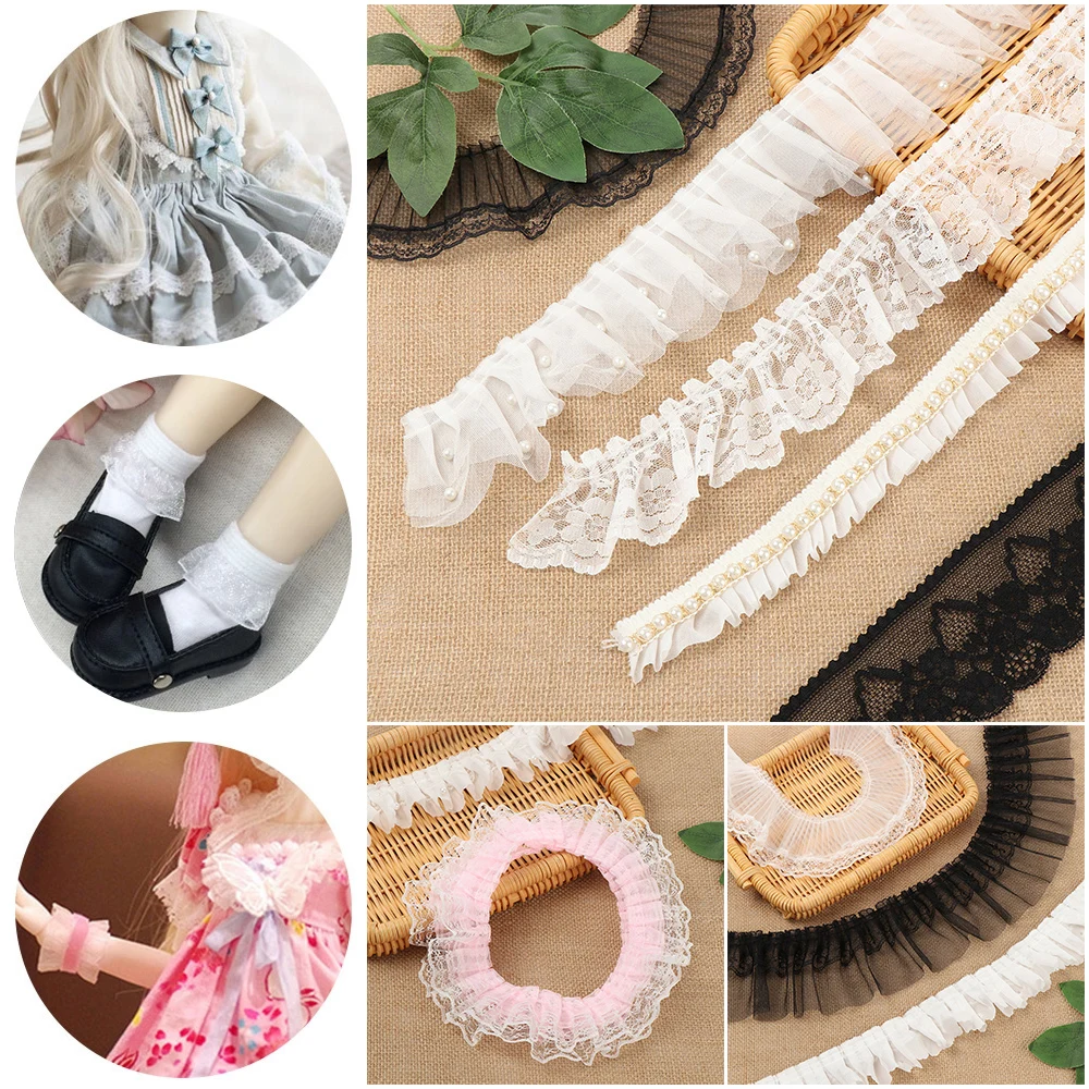 Двухслойная плиссированная сетчатая кружевная ткань 3D длиной 1 м оборки отделка