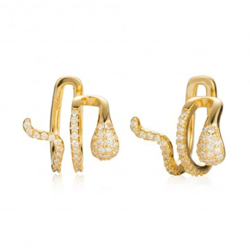 Fashion S925 Sterling Silver Light Luxury Earrings Fun Animal Snake With Zircon Ladies Ins Trend Gifts | Украшения и аксессуары