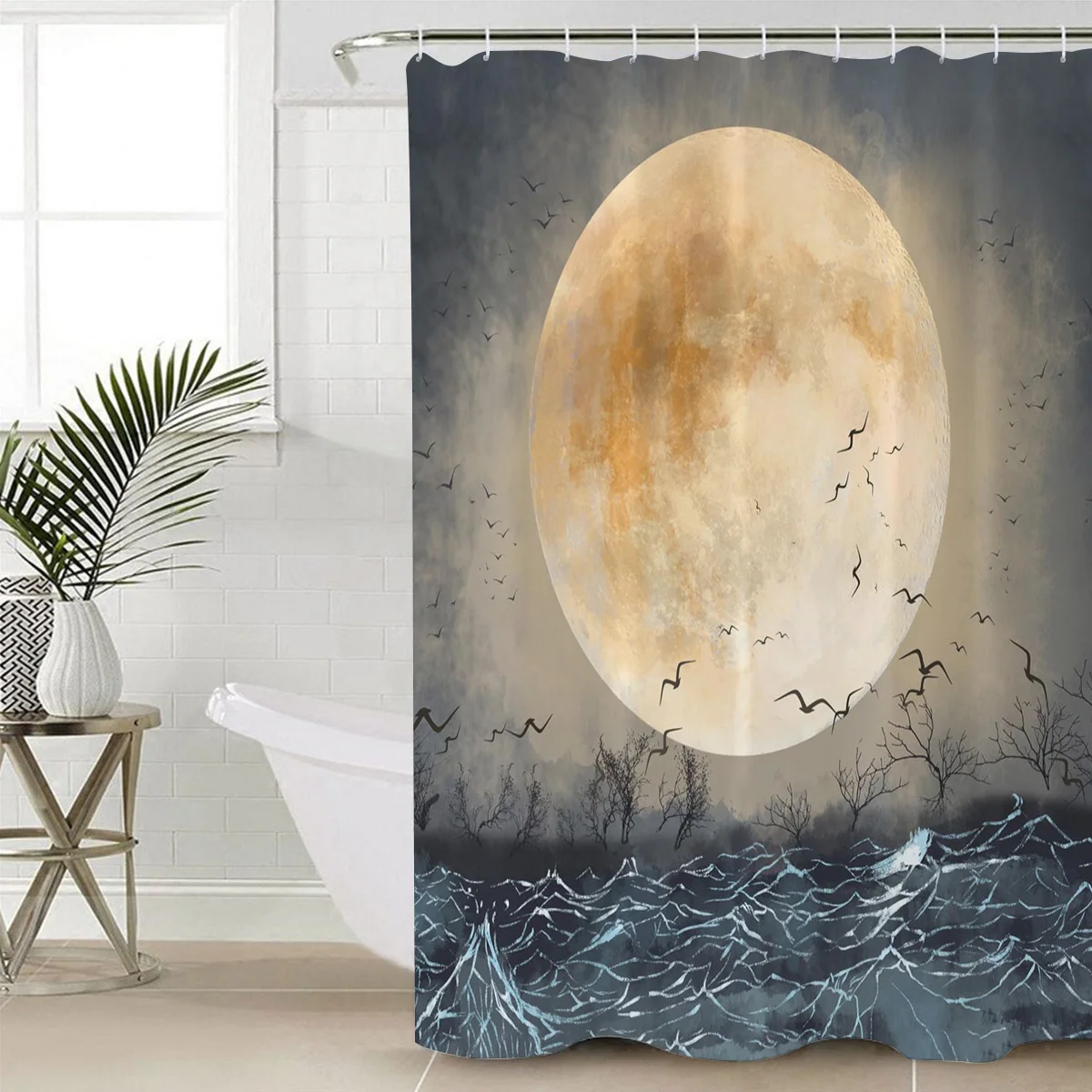 Занавеска для душа полная луна на море | Дом и сад