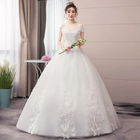 Wedding Dresses 2023 New The Sexy V-neck Lace Up Ball Gown Off The Shoulder Princess Elegant Vestido De Noiva