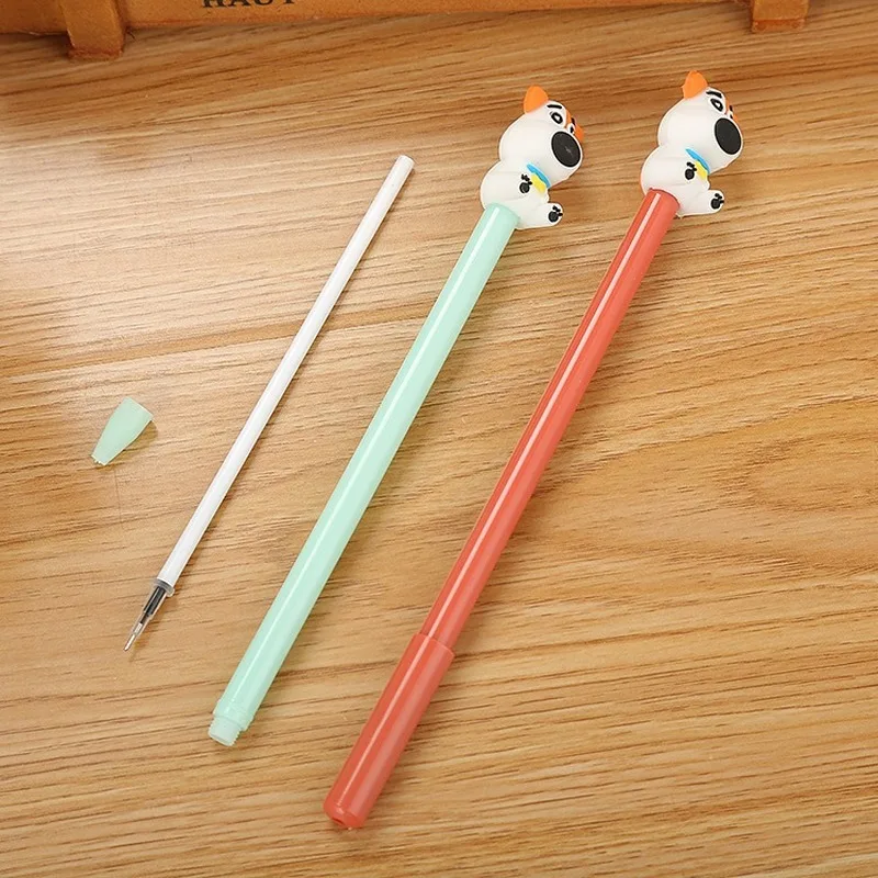 20PCs Cute Creative Stereo Silicone Dog Gel Pens Set Cute Cartoon Learning Stationery School Office Writing Supplies Wholesale