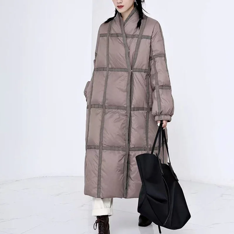 Куртка-пуховик Женская на белом утином пуху длинная пуховая верхняя одежда в