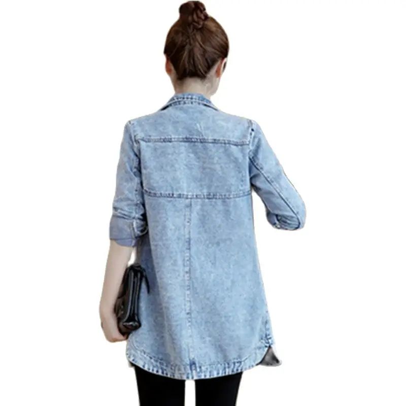 Джинсовая куртка средней длины тонкое пальто кардиган на осень-зиму весну